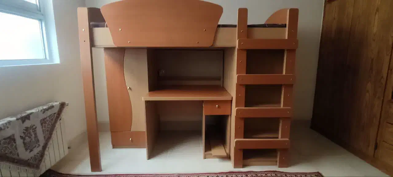 تخت نوجوان همراه کتابخانه|تخت و صندلی بچه|اصفهان, شهرک کاوه|دیوار