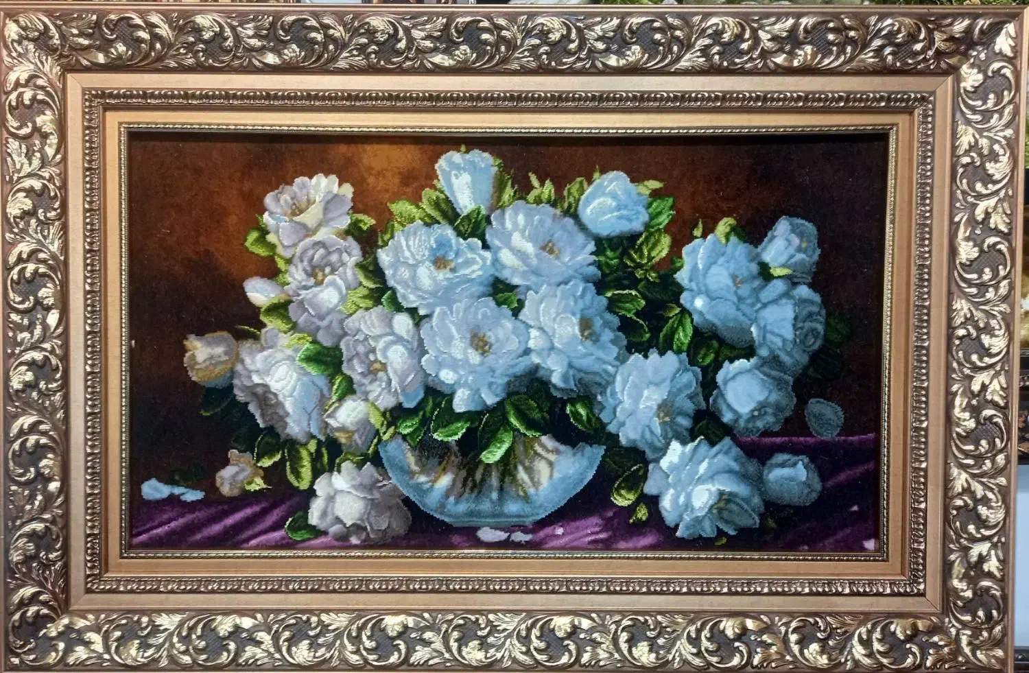 تابلو فرش دستباف گل رز سفید قاب اعلا golha|تابلو فرش|تهران, نارمک|دیوار