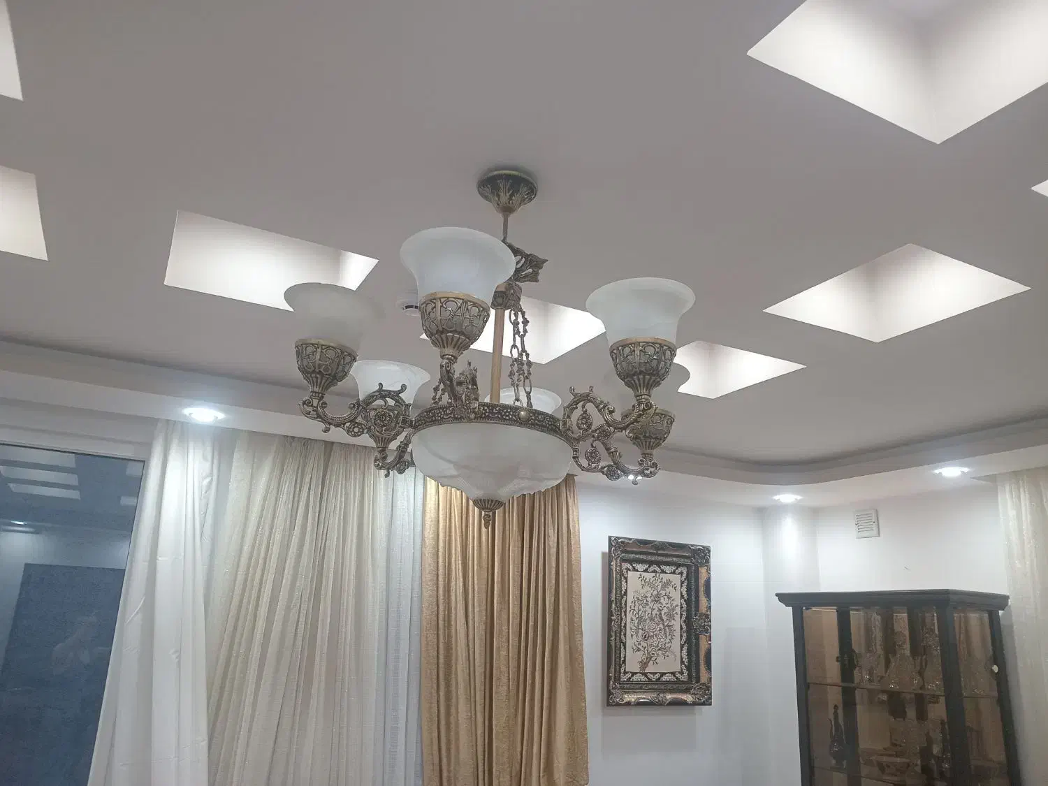 لوستر کلاسیک برنز|لوستر و چراغ آویز|سنندج, |دیوار