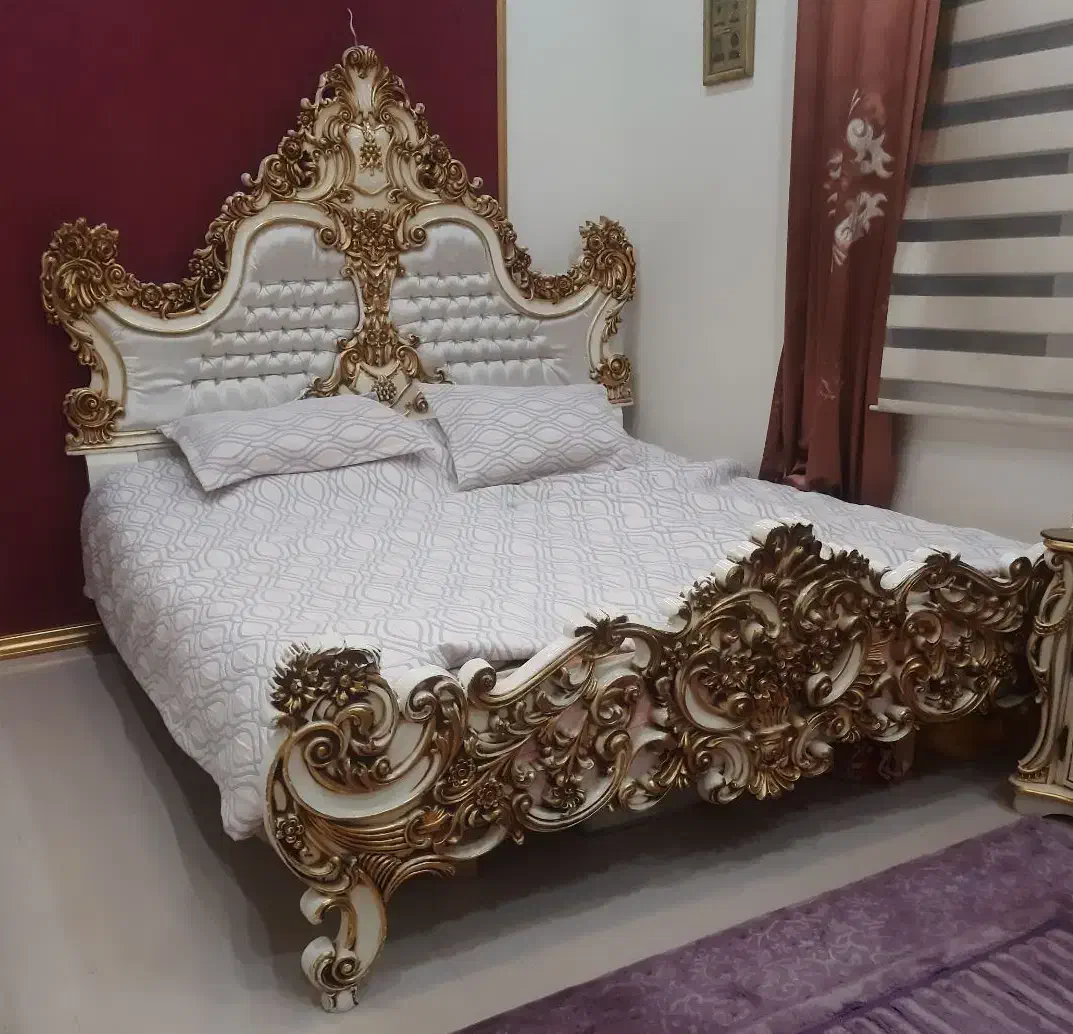 سرویس خواب تمام چوب سلطنتی کار دست طلاکوب واقعی|تخت و سرویس خواب|فشم, |دیوار