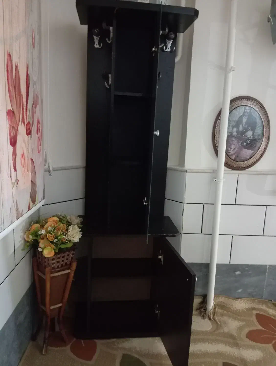 جاکفشی اینه دار،جای آویز لباس هم دارد|جاکفشی، کمد، دراور|ساوه, |دیوار