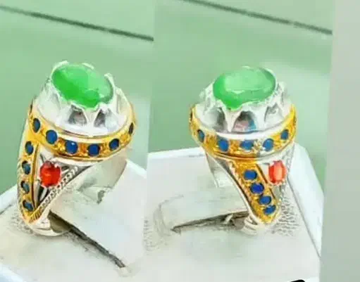 انگشتر سنگ زمرد و توپاز دست‌ساز 925|جواهرات|اردبیل, |دیوار