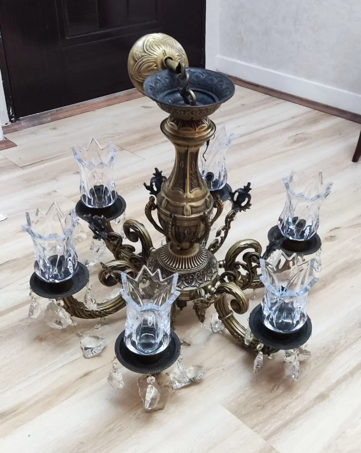 لوستر برنزی ۶ شاخه|لوستر و چراغ آویز|تهران, بهار|دیوار