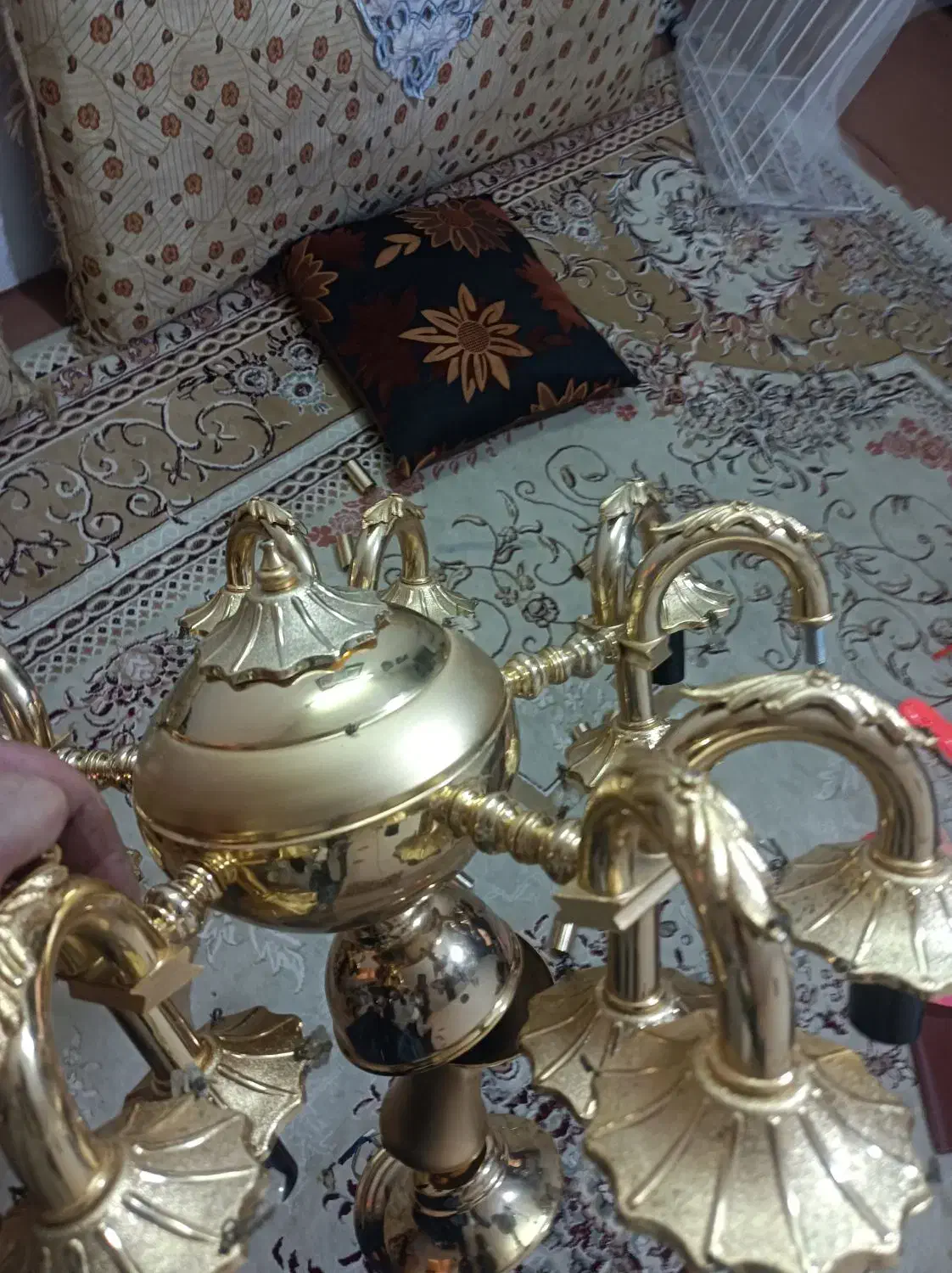 لوستراب طلاکاری شده 15شعله|لوستر و چراغ آویز|شاندیز, |دیوار