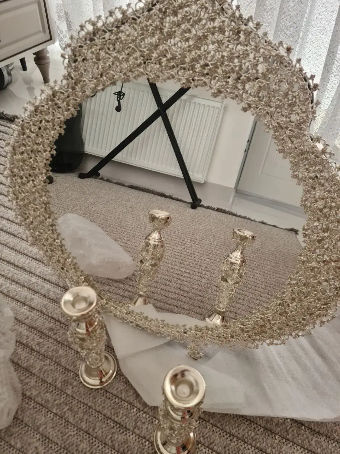 آینه شمعدان برنجی کاملا نو|آینه|اصفهان, هزارجریب|دیوار