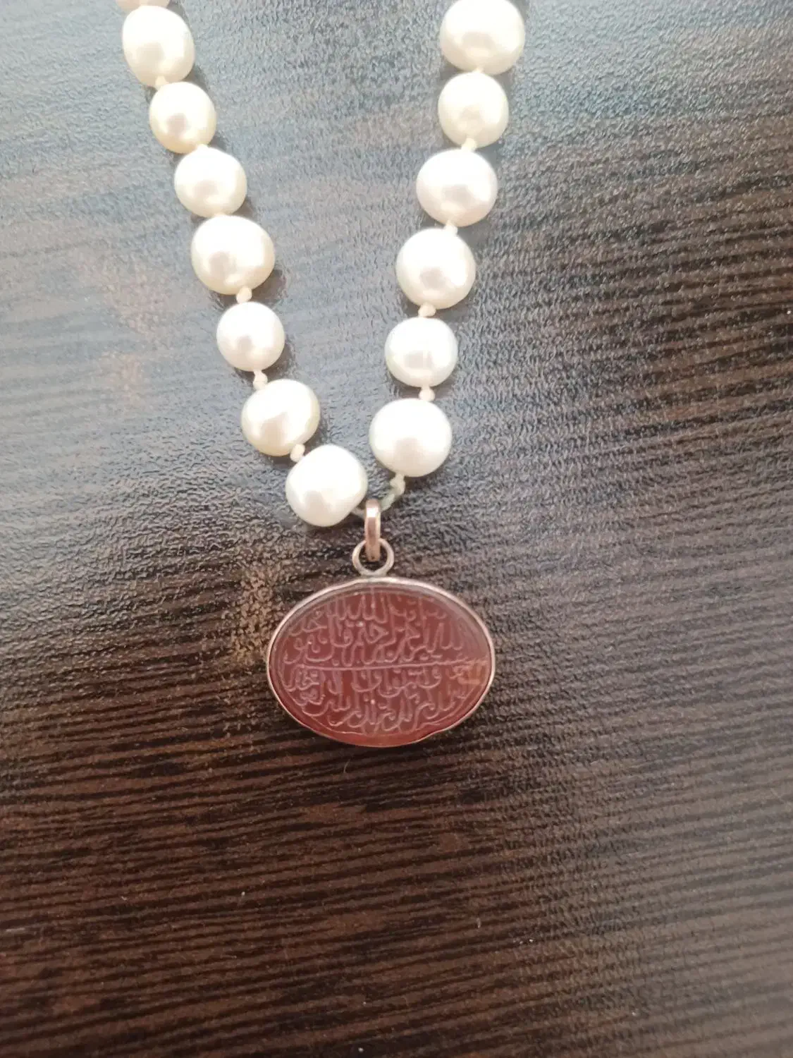 گردنبند مروارید با آویز عقیق قدیمی|جواهرات|تهران, استخر|دیوار