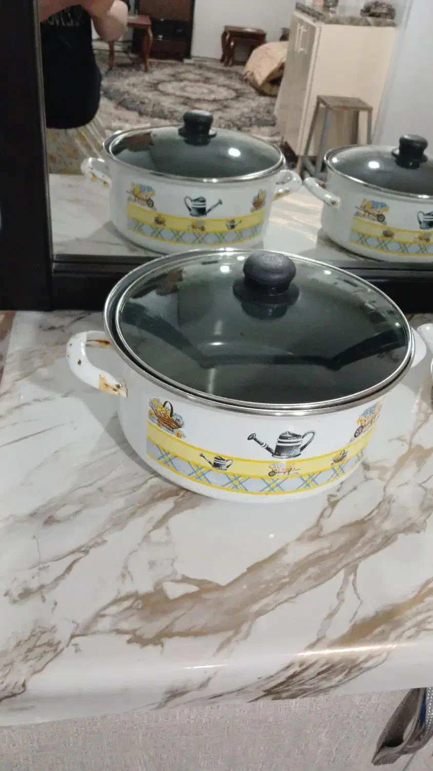 فروش ۵ عدد قابلمه لعاب و یک عدد سطل استیل|ظروف پختوپز|تهران, شهرک طالقانی|دیوار