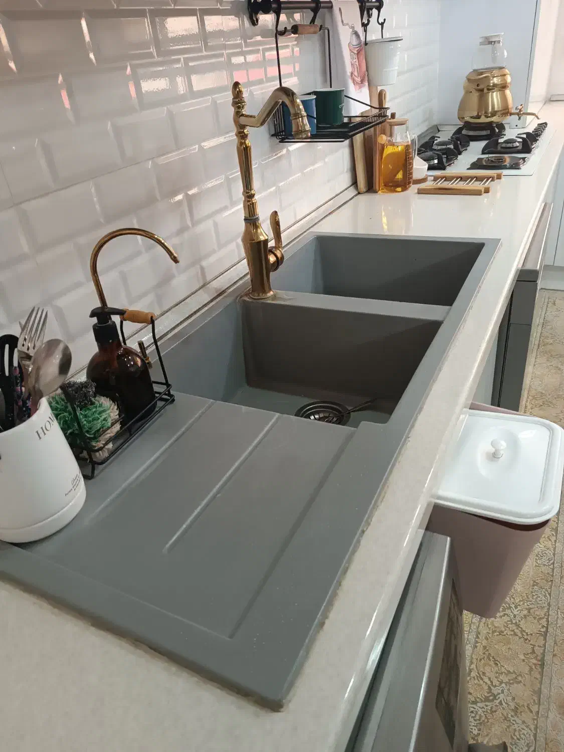 سینک گرانیتی|آب‌چکان و نظم‌دهنده ظروف|بهارستان, |دیوار