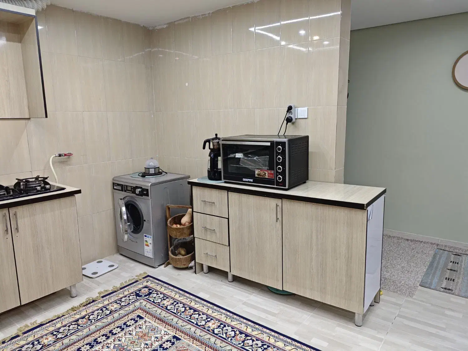 کابینت mdfدسته دو به همراه اجاق گاز صفحه ای و سینک|مصالح و تجهیزات ساختمان|جم, |دیوار