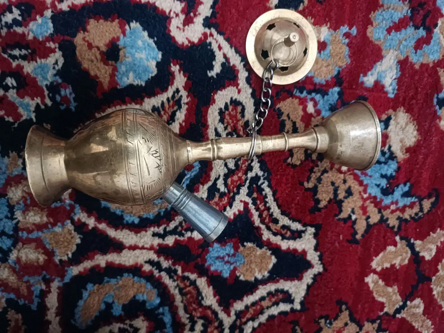 قلیان برنجی عتیقه/قدیمی و اصیل کار دست، تزئینی|کلکسیون اشیاء عتیقه|قم, محمد آباد|دیوار