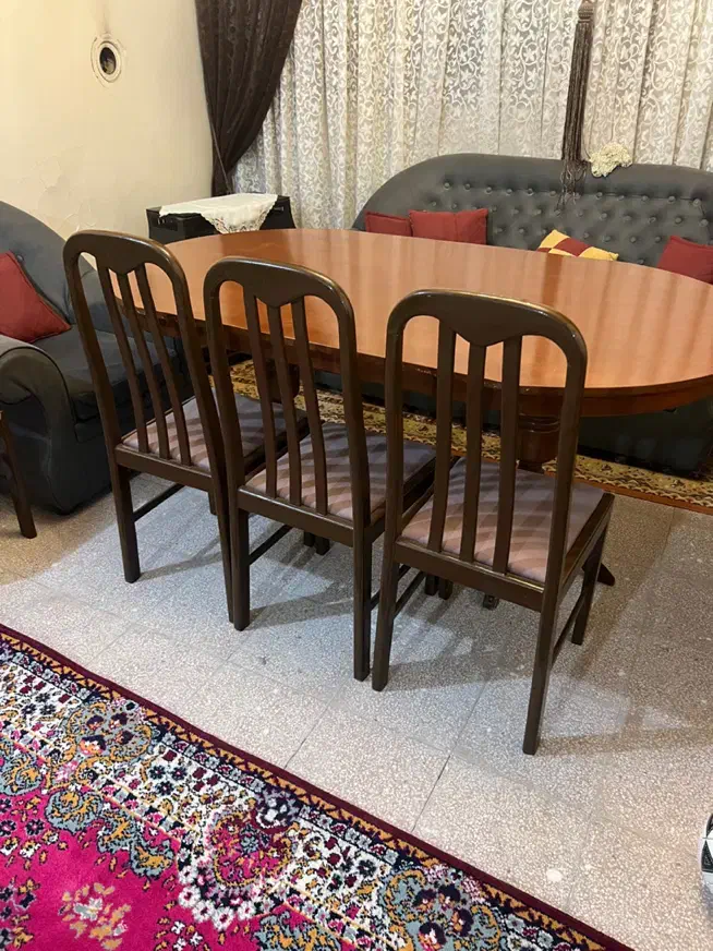 میزنهارخوری ۸ نفره چوب گردو، پایه متحرک|میز و صندلی غذاخوری|مشهد, شهید فرامرز عباسی|دیوار