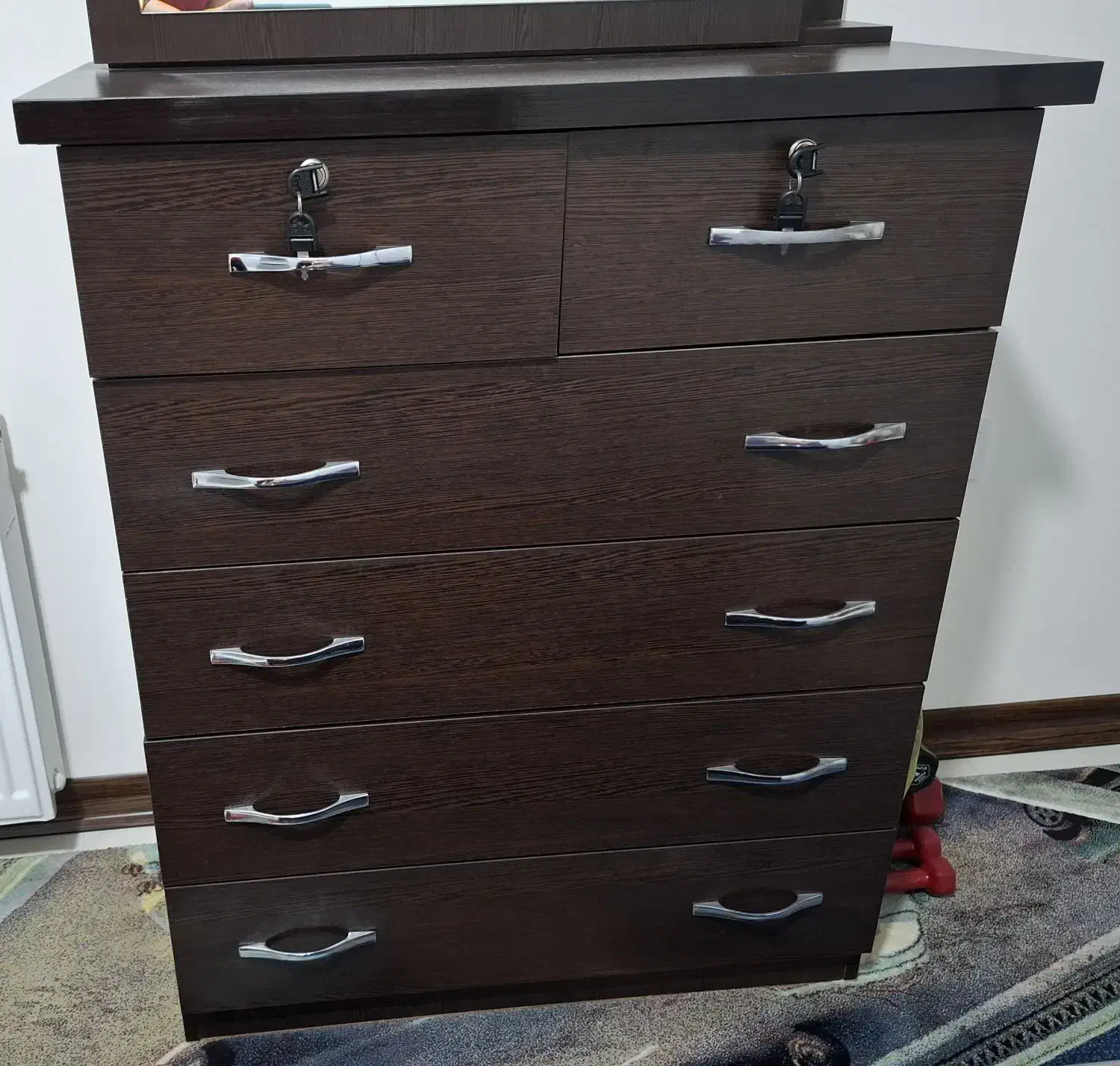 دراور۶ کشو با اینه ریلی در حد نو|جاکفشی، کمد، دراور|گرمدره, |دیوار