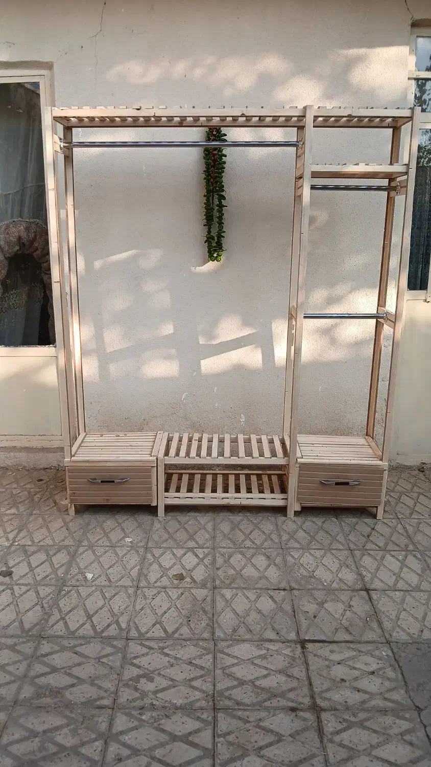 رگال چوبی لباس|کتابخانه، شلف، قفسههای دیواری|همدان, |دیوار