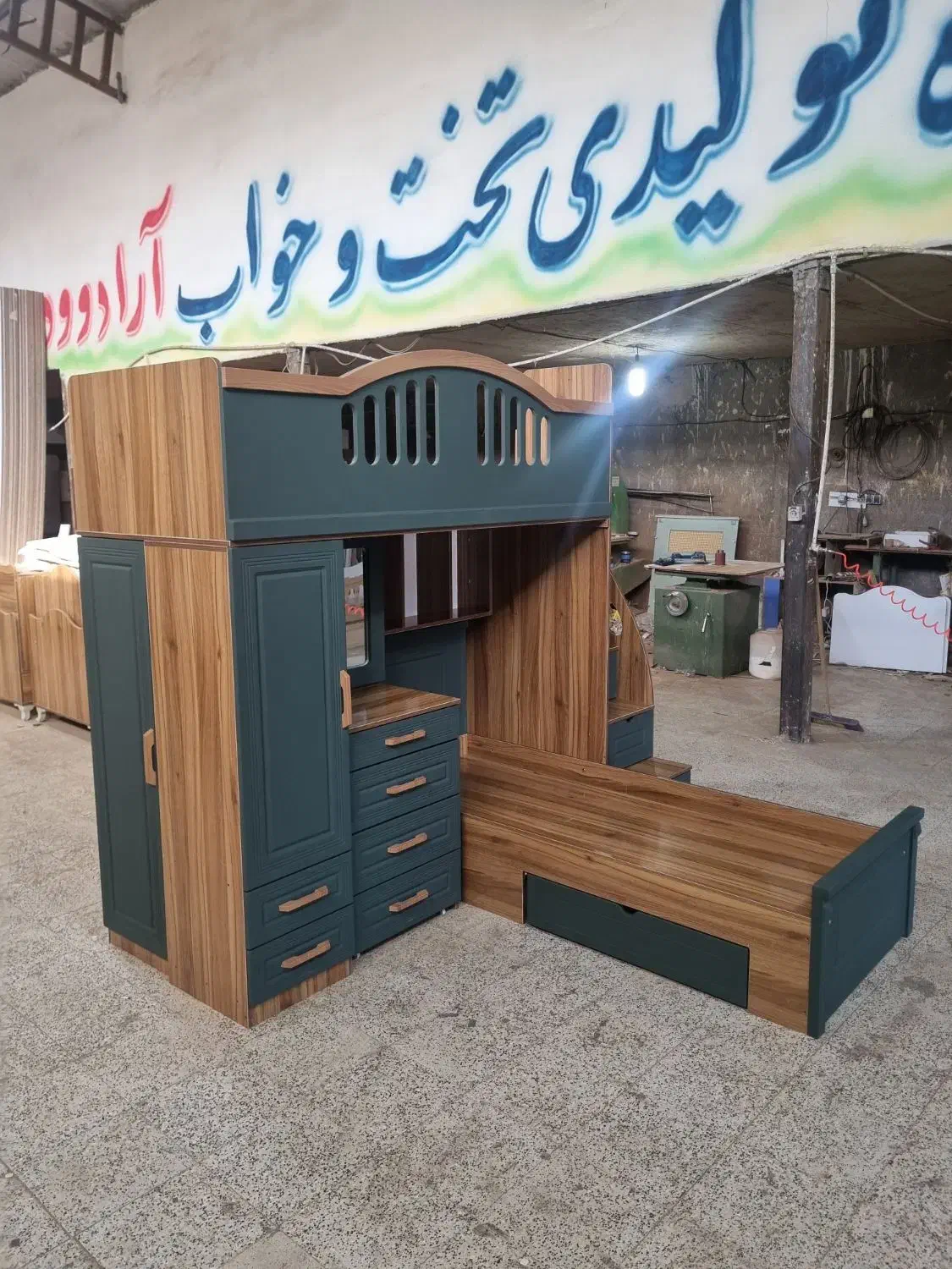 تخت دو طبقه نوجوان مدل آراد همه کاره کلاسیک|تخت و سرویس خواب|مشهد, خلق آباد سفلی|دیوار