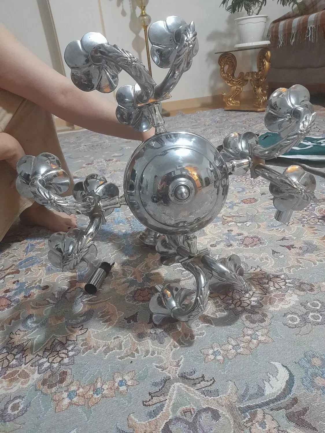 لوسترنقره ای۴شاخه۱۲شعله سیلور|لوستر و چراغ آویز|تهران, علی‌آباد|دیوار