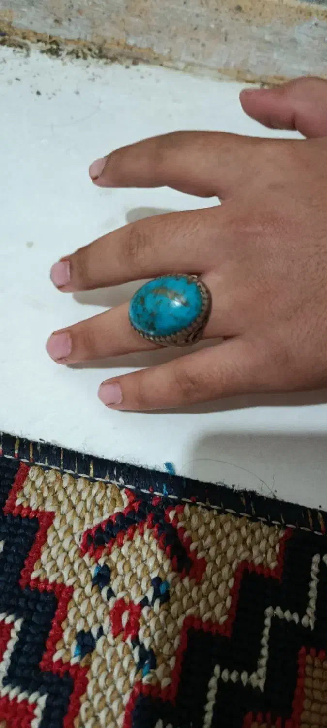 انگشتر فیروزه قدیمی رکاب نقره|جواهرات|لاهیجان, بازکیاگوراب|دیوار