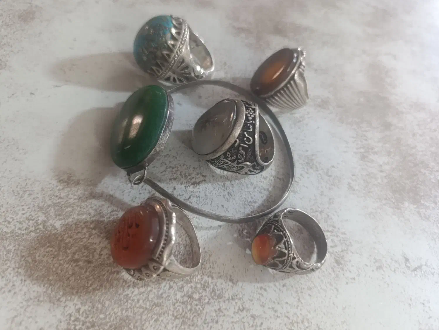 ۵ انگشتر نقره اصل|جواهرات|قائم‌شهر, |دیوار