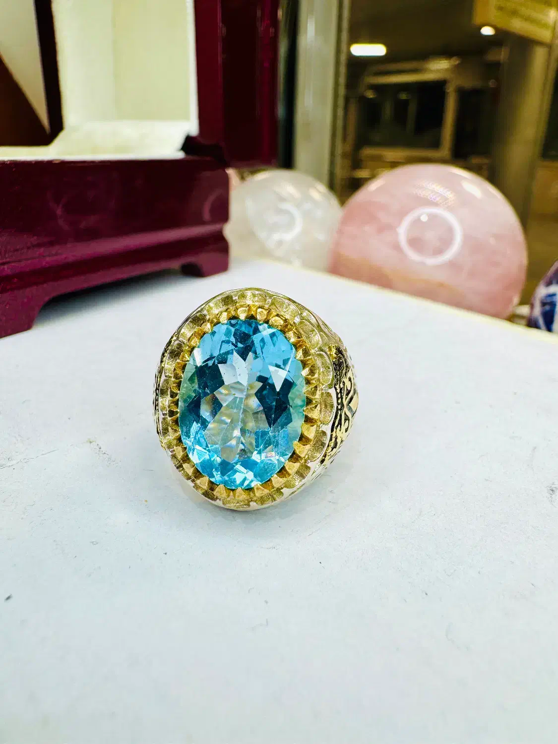 انگشتر فوق لوکس سنگ توپاز آبی جواهر کشور سوئیس اصل|بدلیجات|تبریز, |دیوار