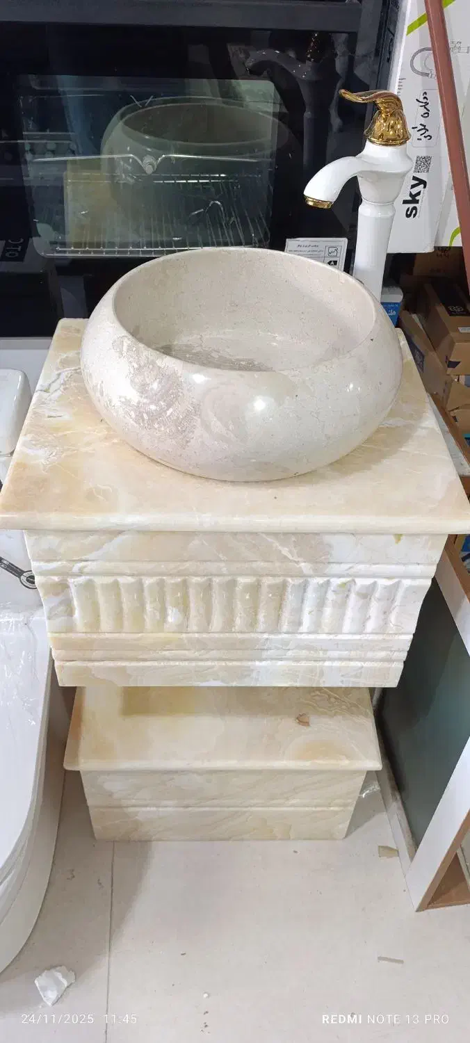 روشویی سنگ طبیعی کاسه روکار و توکار، شیرآلات|لوازم سرویس بهداشتی|ساوه, |دیوار