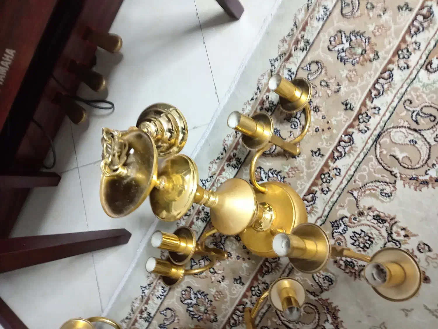 یک جفت لوستر برنز سه شاخه شش شعله نورسازان|لوستر و چراغ آویز|تهران, پونک|دیوار