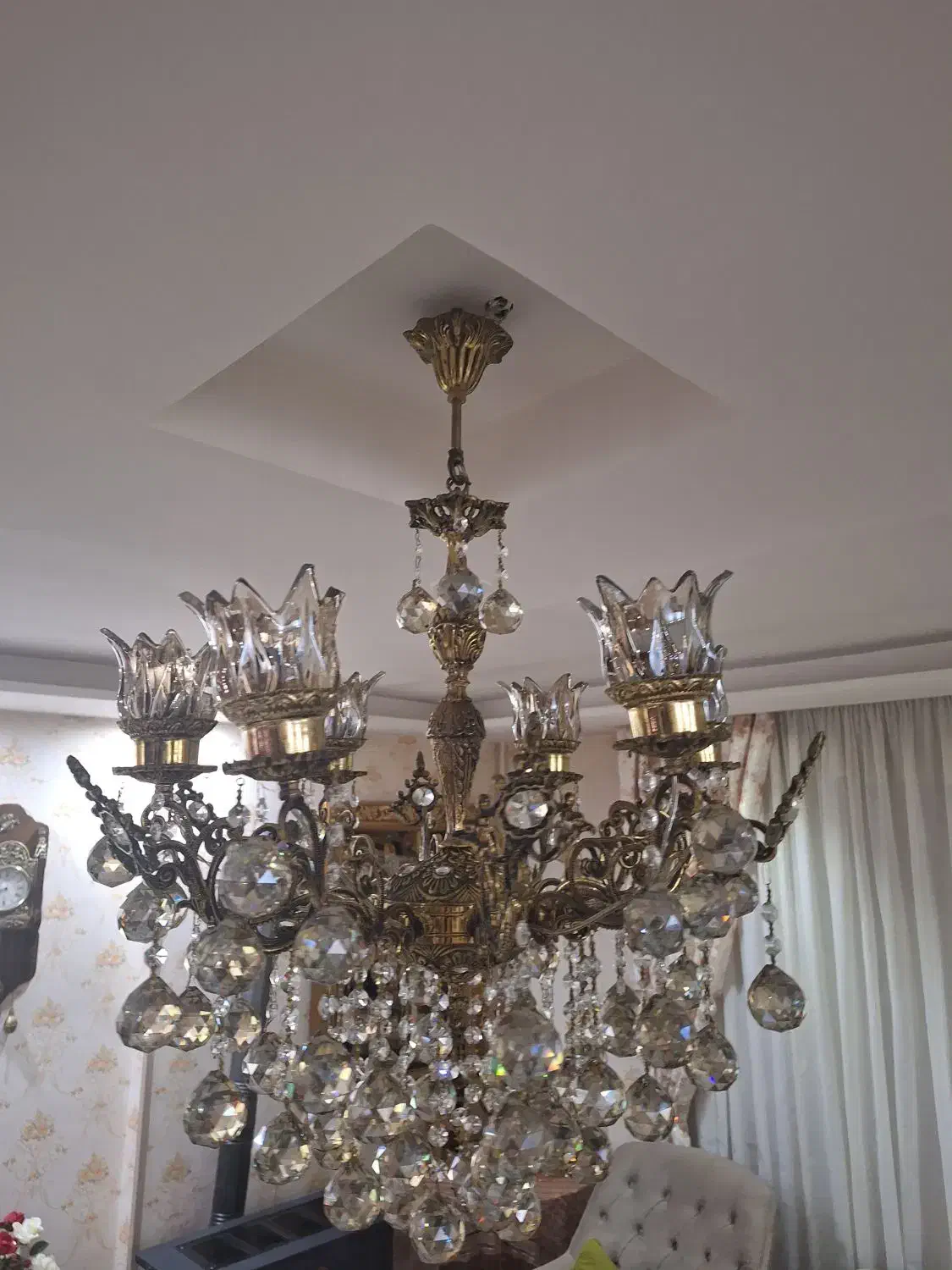 لوستر برنز سنگین مدل چتری|لوستر و چراغ آویز|همدان, |دیوار