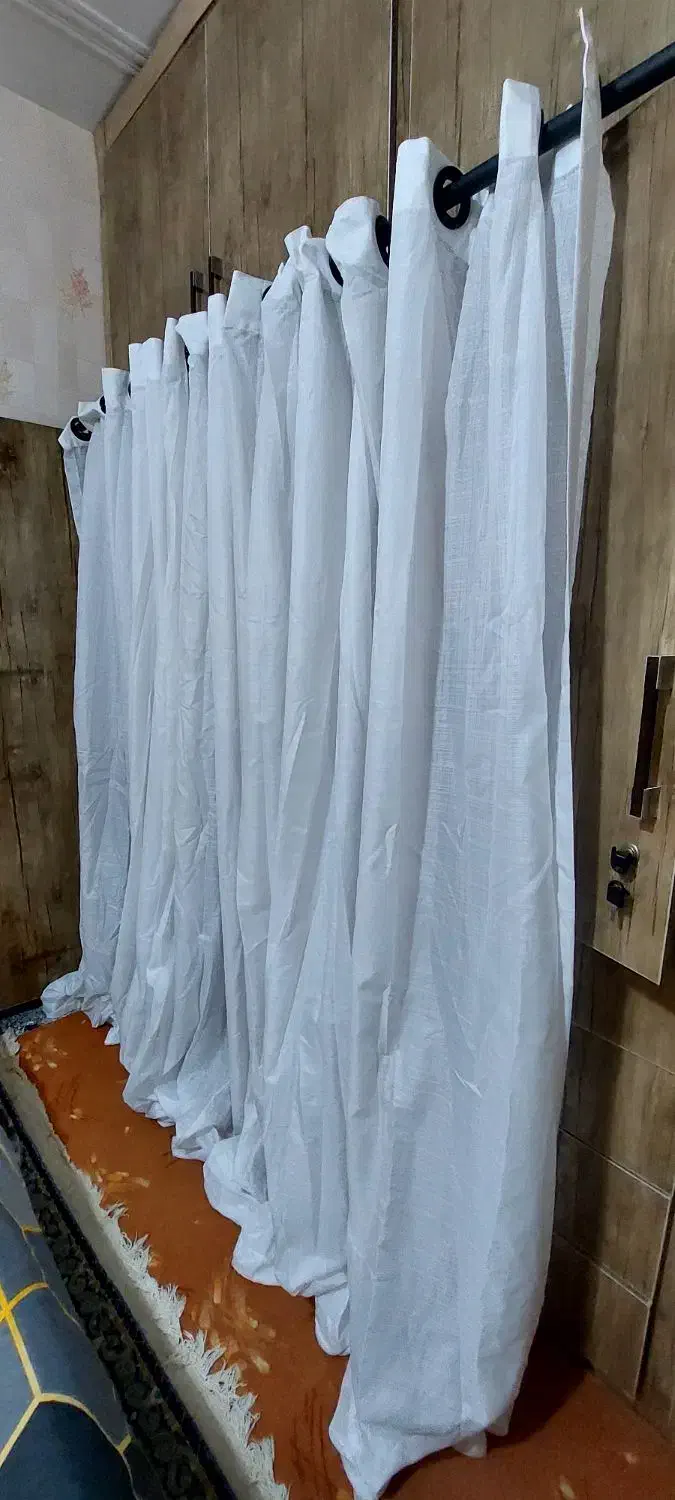 پرده حریر سفید|پرده، رانر، رومیزی|دوگنبدان, |دیوار