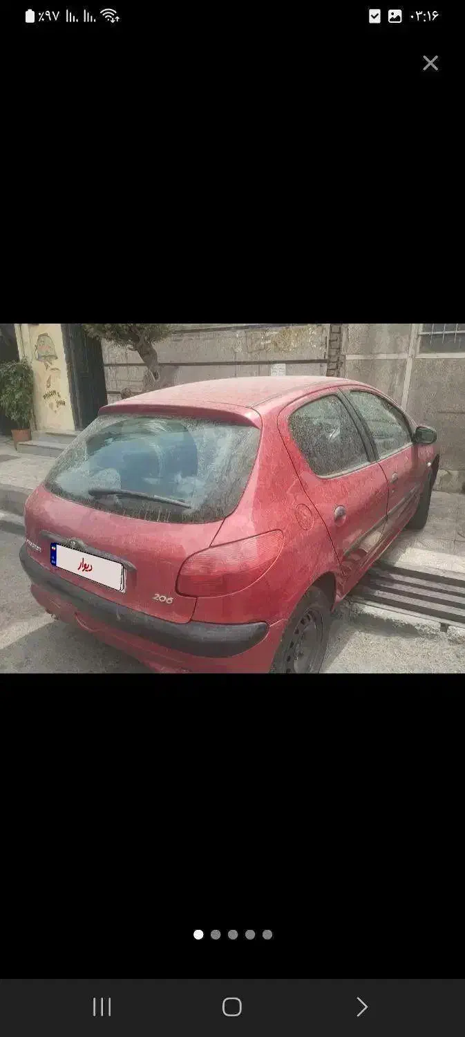 پژو ۲۰۶ آلبالویی بدون رنگ|خودرو سواری و وانت|بوکان, |دیوار