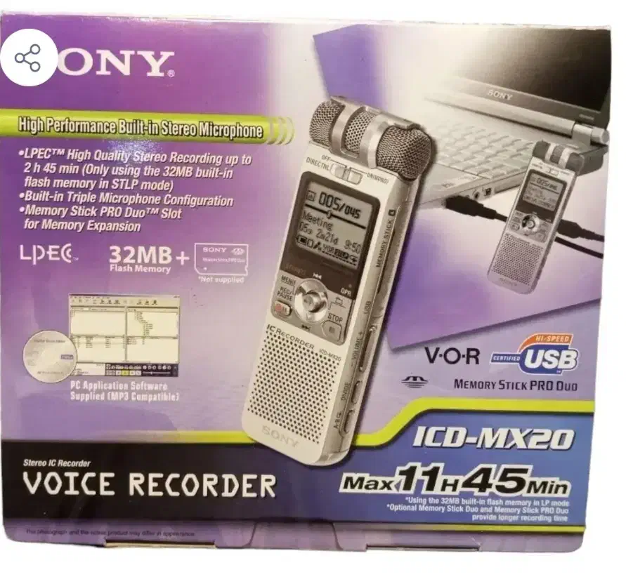 ضبط‌صوت حرفه‌ای Sony ICD-MX20|پخش‌کننده همراه|تهران, صد دستگاه|دیوار