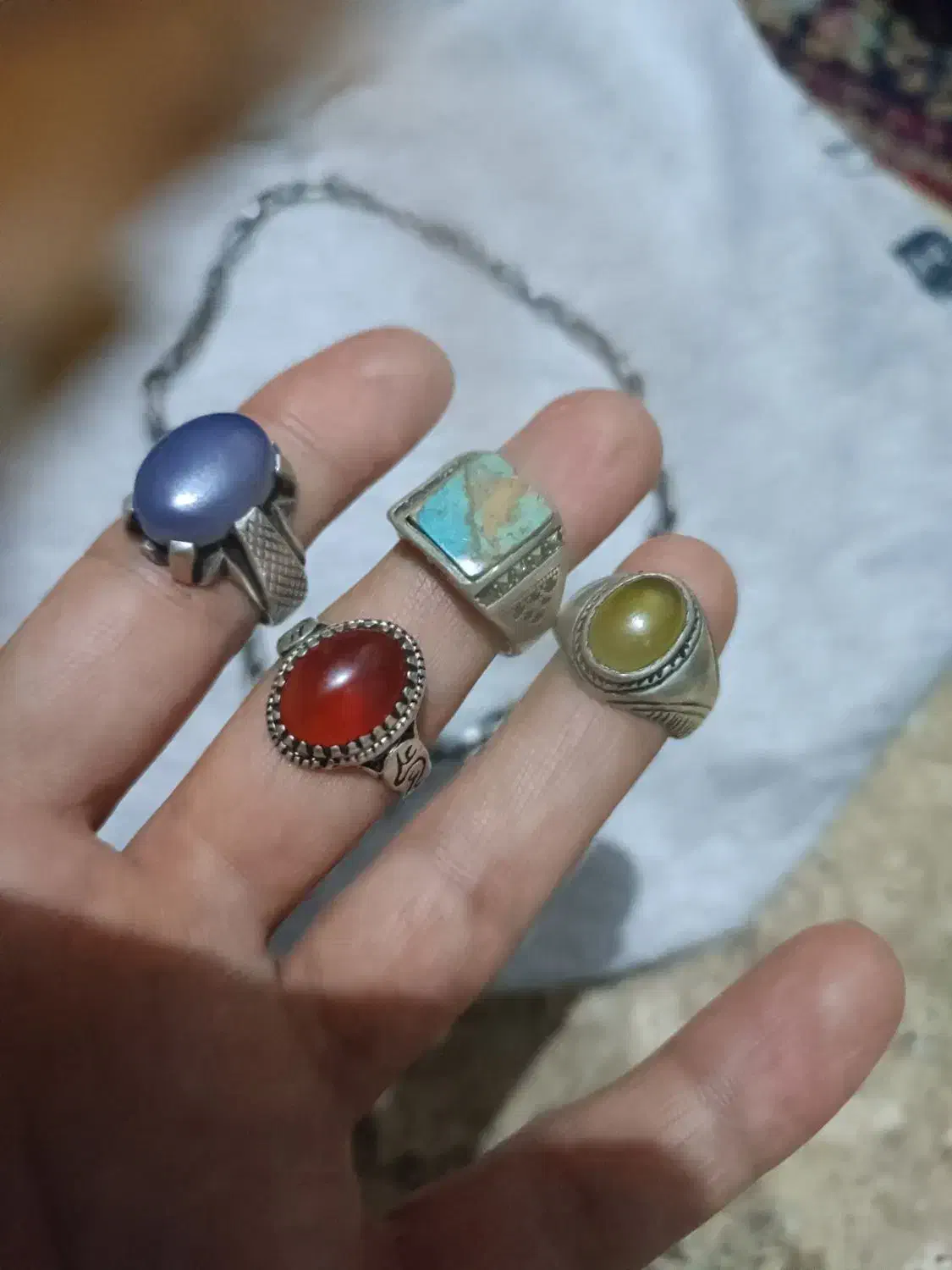 انگشتر و زنجیر نقره|جواهرات|خمین, |دیوار