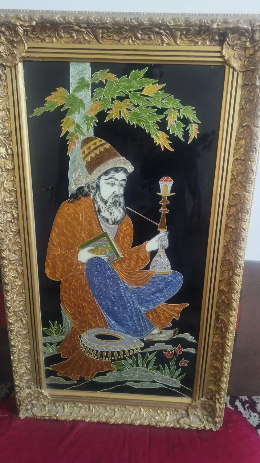 باسلام یک قاب نقاشی مطبق قدیمی 55سال|تابلو، نقاشی، عکس|شیراز, شهرک ترکان|دیوار
