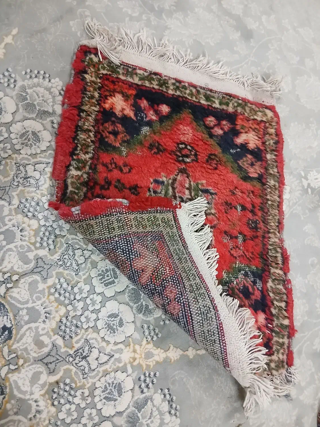 قالیچه  دست باف قدیمی|گلیم، جاجیم، گبه|مشهد, الهیه|دیوار