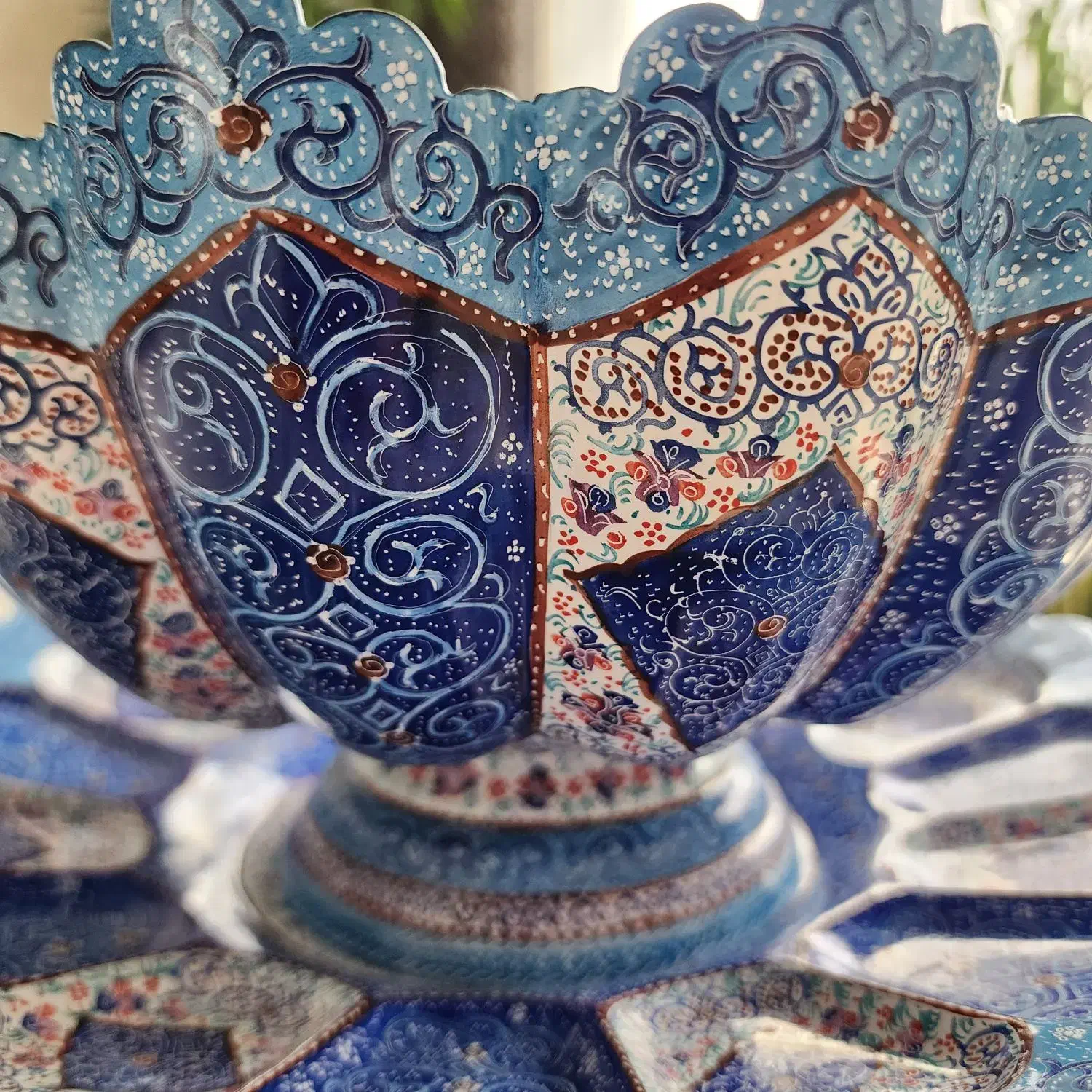 ست کاسه بشقاب میناکاری مسی اصل اصفهان|صنایع دستی و سایر لوازم تزئینی|قزوین, |دیوار