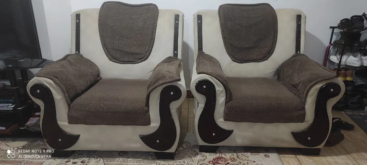 فروش فوری مبل راحتی 7نفره با میز عسلی|مبلمان خانگی و میز عسلی|آزادشهر, |دیوار