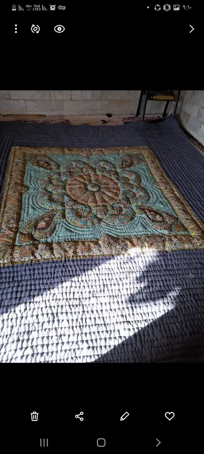 لحاف کرسی ۴در۴ دستدوز|رختخواب، بالش، پتو|اقبالیه, |دیوار