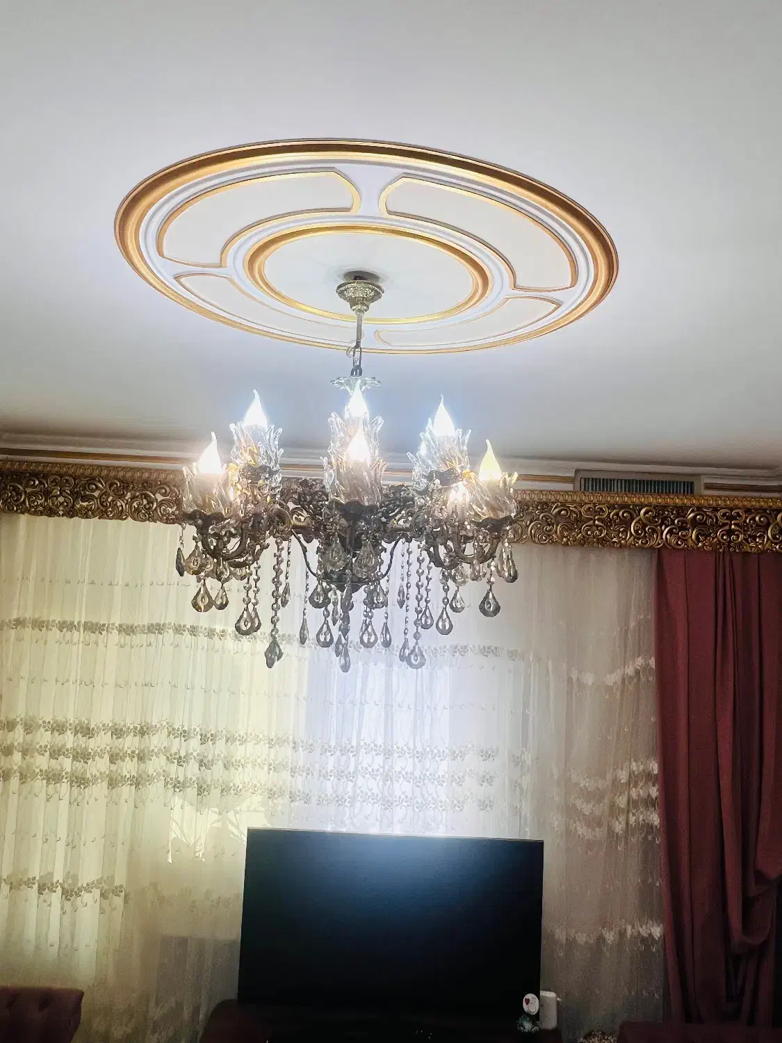 لوستر برنز 12شعله|لوستر و چراغ آویز|زنجان, |دیوار