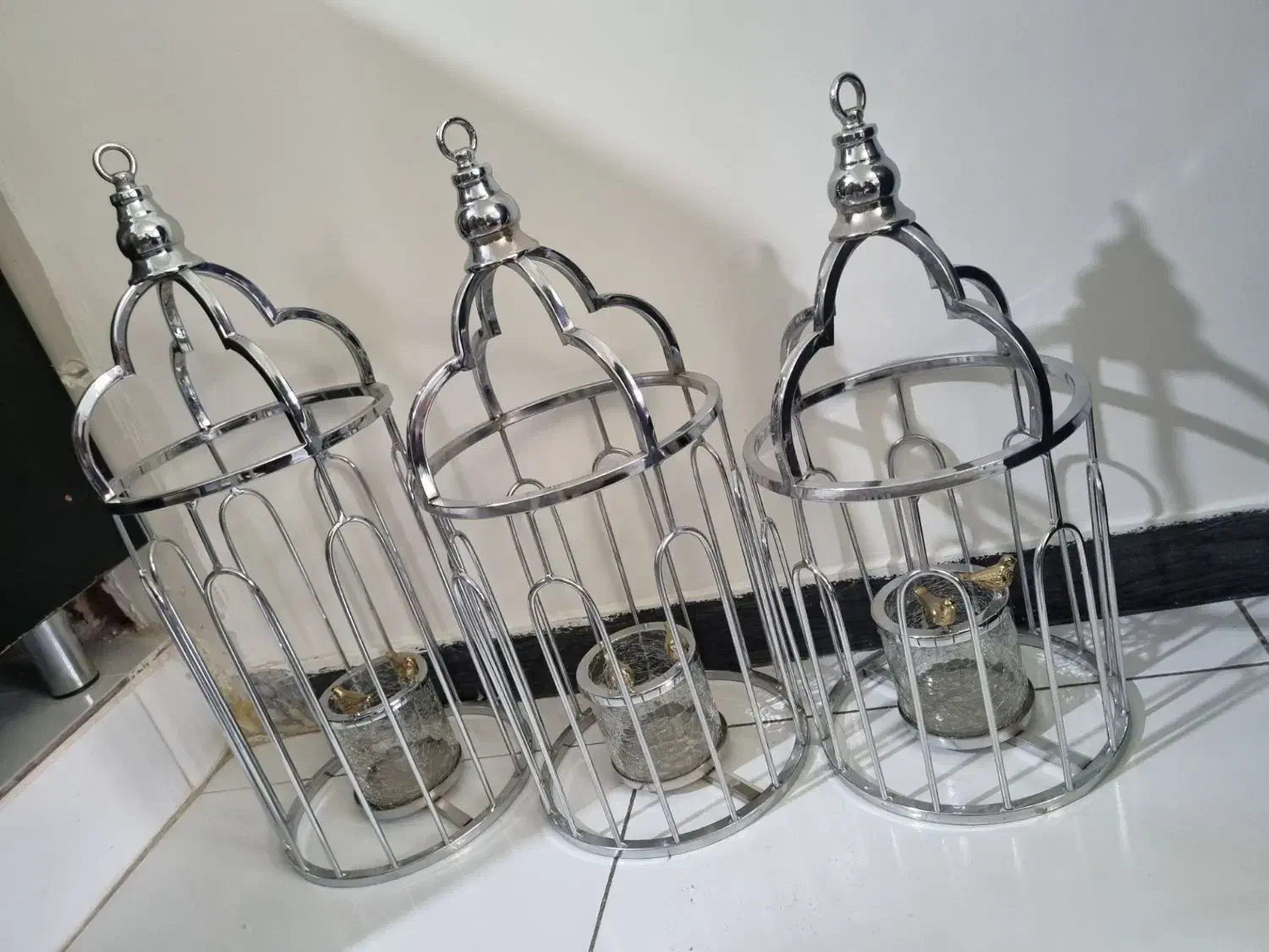 استند دکوری جاشمعی فانوسی استیل|صنایع دستی و سایر لوازم تزئینی|بافق, |دیوار