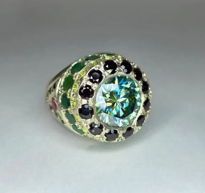 انگشتر نقره ککلکسیونی دستساز موزانایت+ سنگ طبیعی|جواهرات|تهران, بلوار کشاورز|دیوار