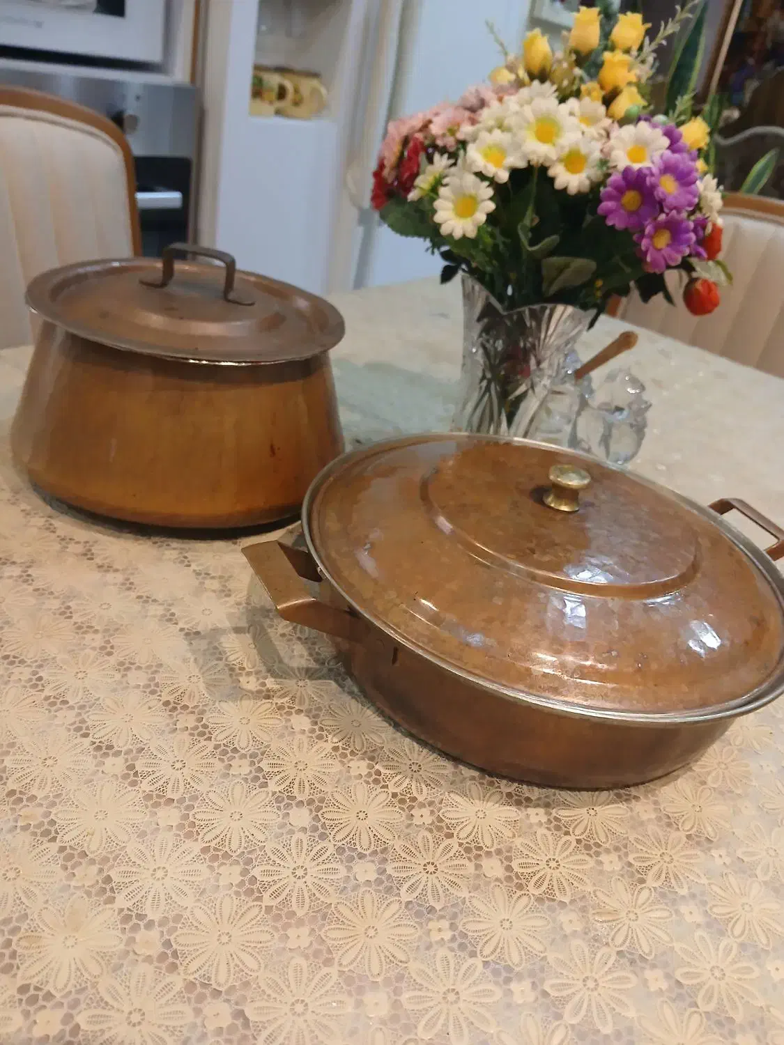 قابلمه مسی و ماهیتابه در دار مسی|ظروف پختوپز|فردیس, قریشی|دیوار