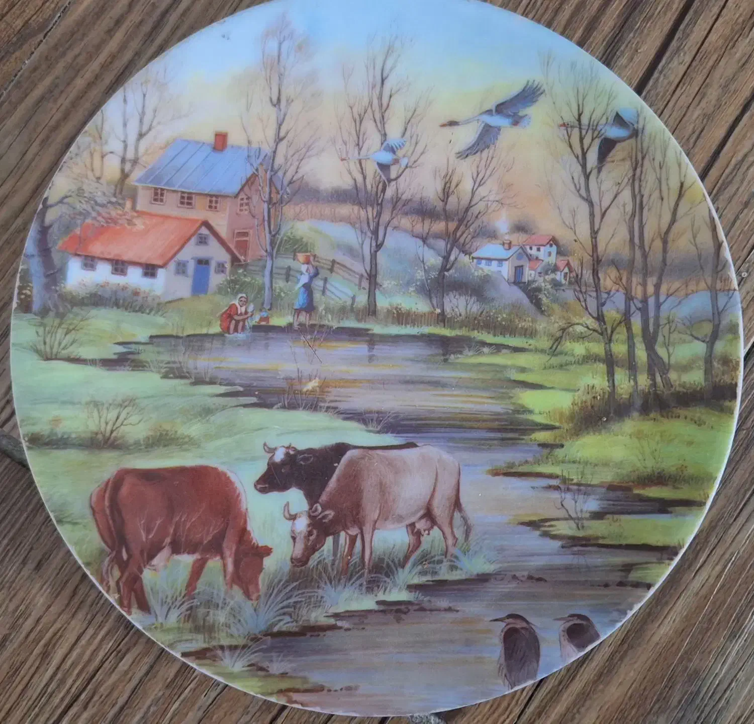 بشقاب دیوارکوب ظرف ظروف باغ سنتی ملامین قدیمی|کلکسیون اشیاء عتیقه|مشهد, ادیب نیشابوری (شهرک غرب)|دیوار