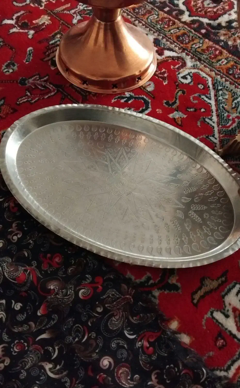 سینی مسی وچراغ قدیمی|لامپ و چراغ|مراغه, |دیوار