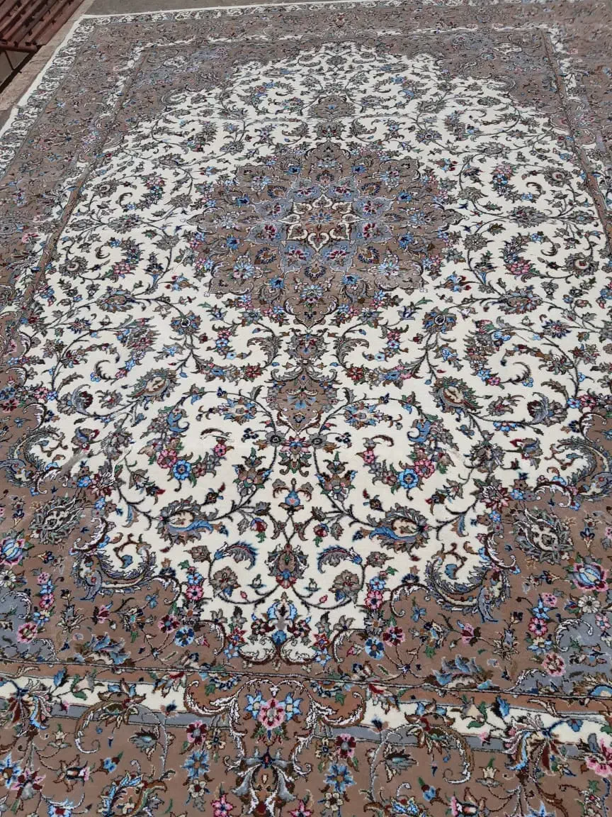 فرش دستبافت کاشان زیبا وکرک وگل ابریشم|فرش|کاشان, درب اصفهان|دیوار