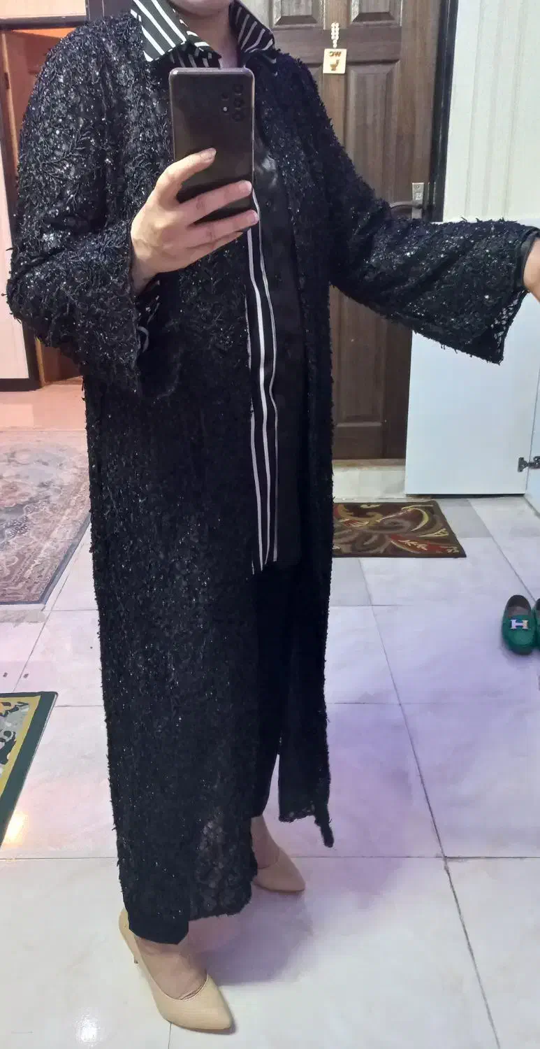 مانتو  مجلسی گل برجسته کاملا مشکی|لباس|کهریزک, |دیوار