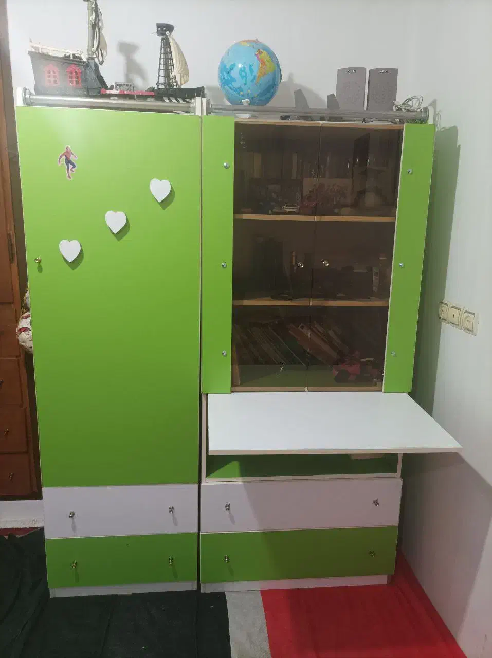 کمد کتابخانه و میز تحریر|کتابخانه، شلف، قفسههای دیواری|بهشهر, |دیوار