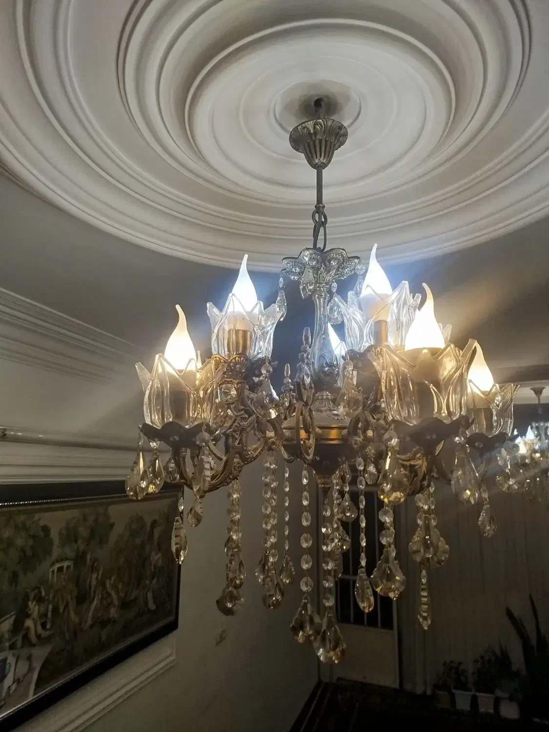 لوستر برنجی اصل|لوستر و چراغ آویز|ابهر, |دیوار