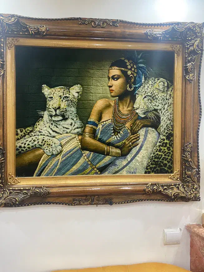 تابلو فرش ابریشم دست بافت تبریز باشناسنامه|فرش|رشت, معلم|دیوار