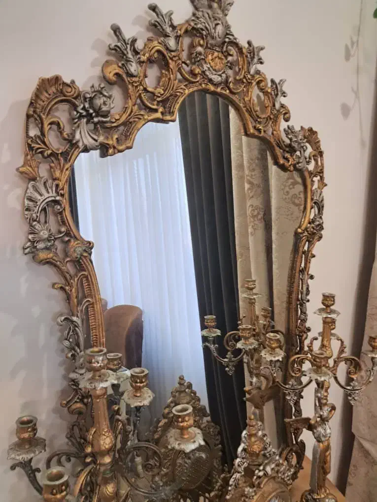 آینه شمعدان وآباژور ومیزتلفن وتابلوچوبی|کلکسیون اشیاء عتیقه|قدس, شهرقدس|دیوار