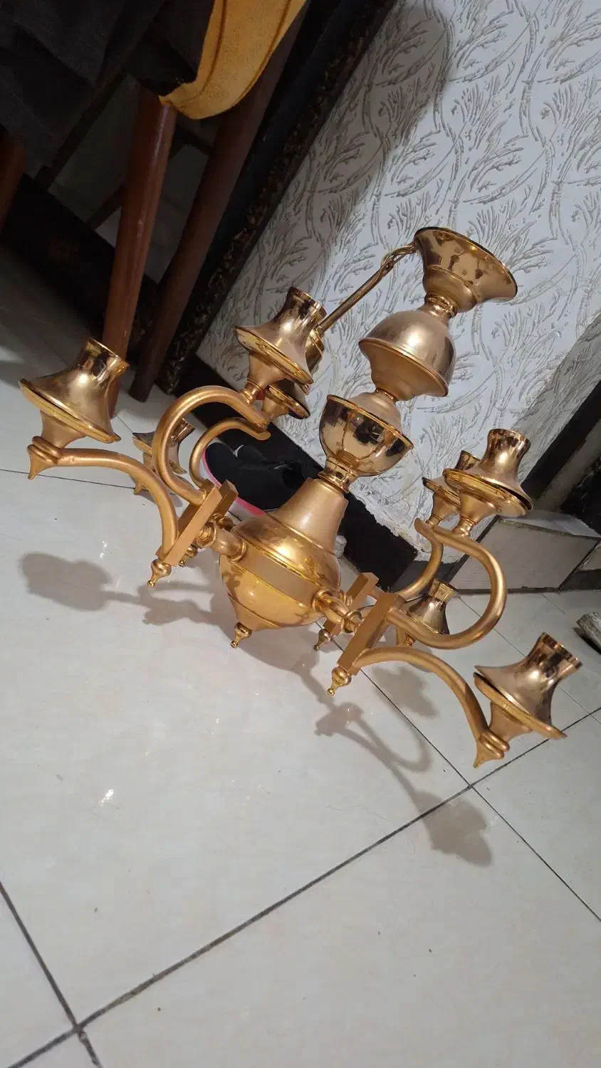 لوستر قدیمی آب طلا|لوستر و چراغ آویز|اصفهان, شاه پسند|دیوار