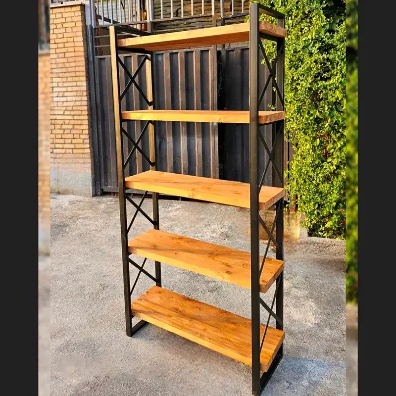 کتابخانه ۵ طبقه چوب و فلز|کتابخانه، شلف، قفسههای دیواری|کیش, |دیوار