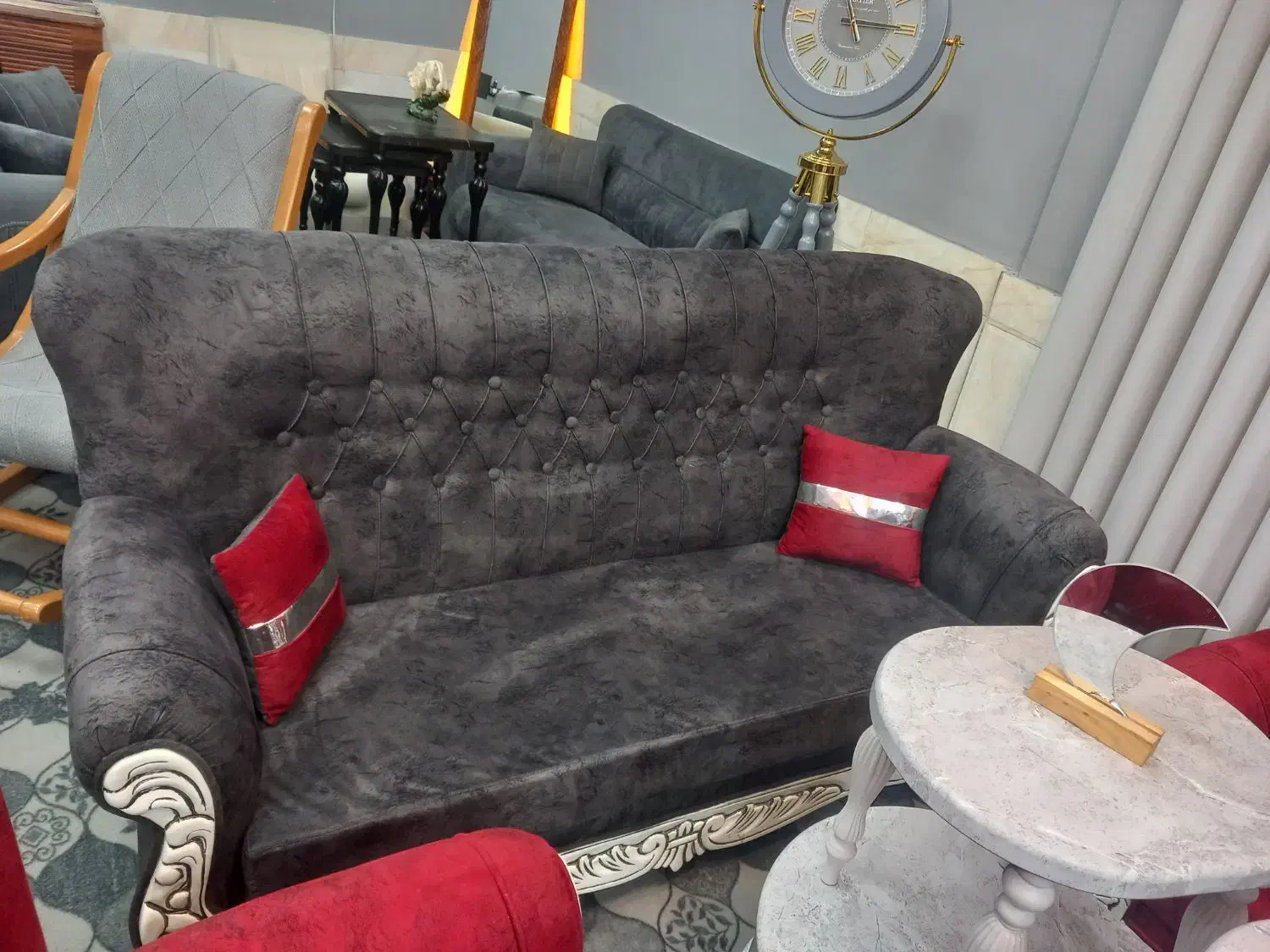 مبلمان ۷ نفره مدل الیزه با یکدست جلو مبلی|مبلمان خانگی و میز عسلی|قائن, |دیوار