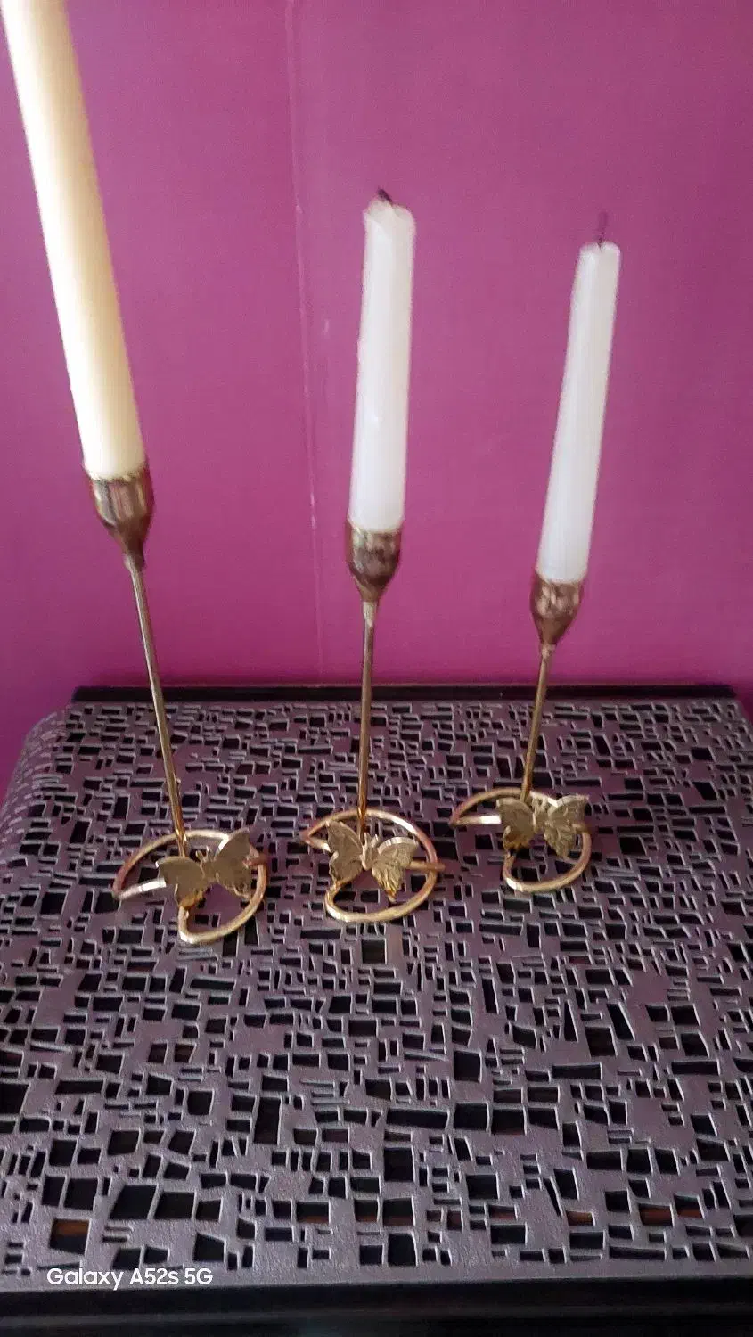 جای شمع طلای در اندازه کوتاه وبلند|مجسمه، تندیس، ماکت|تهران, سازمان برنامه جنوبی|دیوار